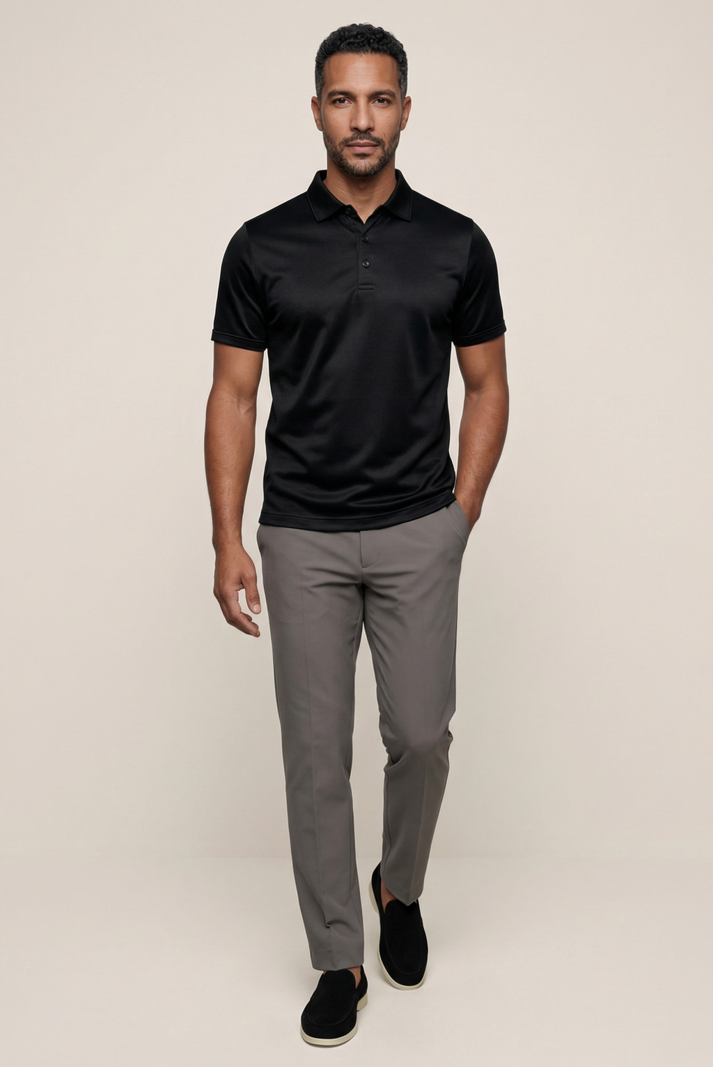 Velario Polo — Black — detail and styling view