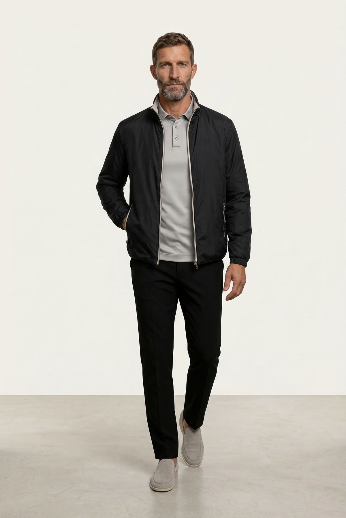 Velario Polo — Greige — detail and styling view