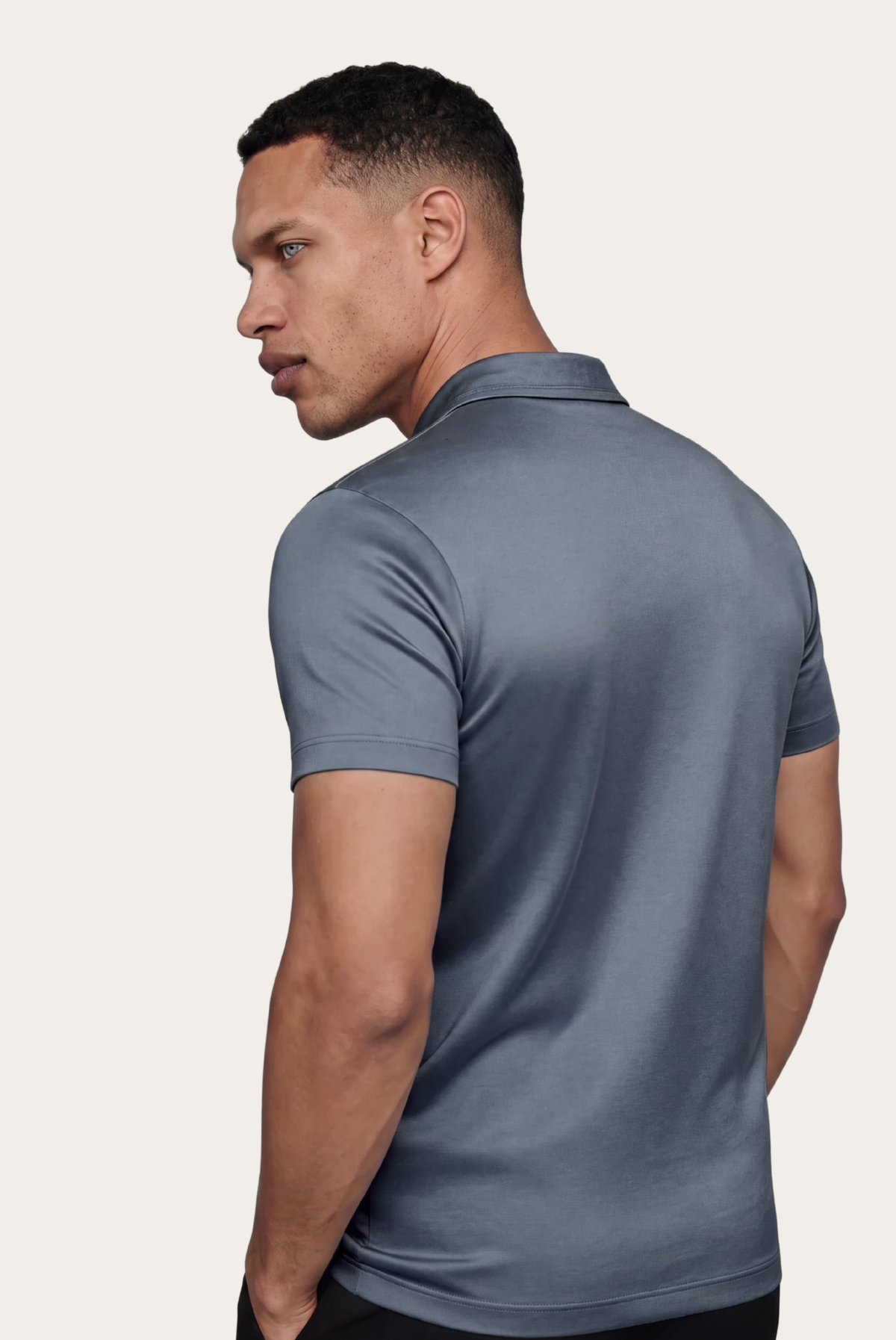 Velario Polo — Slate Blue — detail and styling view